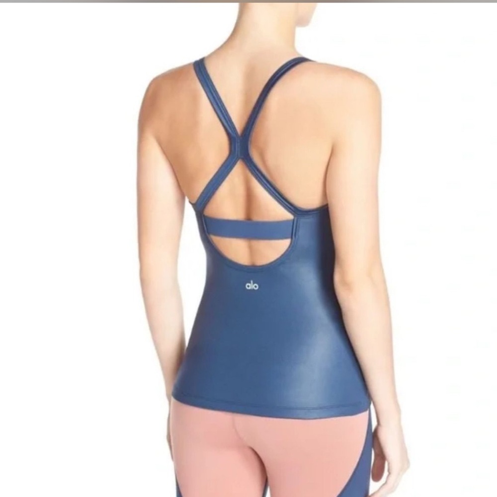 Alo Blue Strappy Back Tank Top